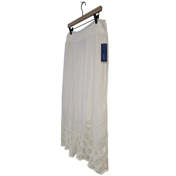 Apt. 9 Lace Trim Midi‎ Skirt Flowy Fairy Ethereal Boho Rayon Blend White XXL NWT - Picture 3 of 8